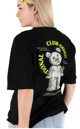 Oversized 3D Comet Pit Bear Cotton Jersey T-Shirt