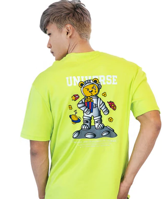 Oversized The Universe Bear Cotton Jersey T-Shirt - Neon Green
