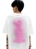 OVERSIZED 3D PINK CLUB OHNII BEAR COTTON JERSEY TSHIRT (WHITE)