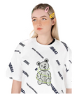OVERSIZED ALL OVER OHNII INTERNATIONAL BEAR COTTON JERSEY TSHIRT (WHITE)