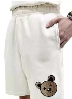 OHNII EMBROIDERED GRADIENT TUFTING BEAR HEAD PANTS (CREAM)